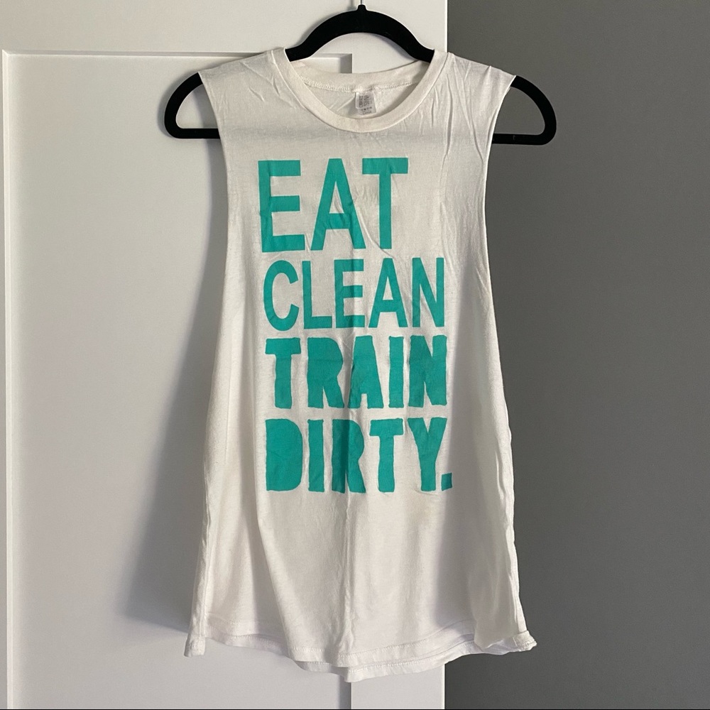 Corner Shop Eat Clean Train Dirty Tank Top White